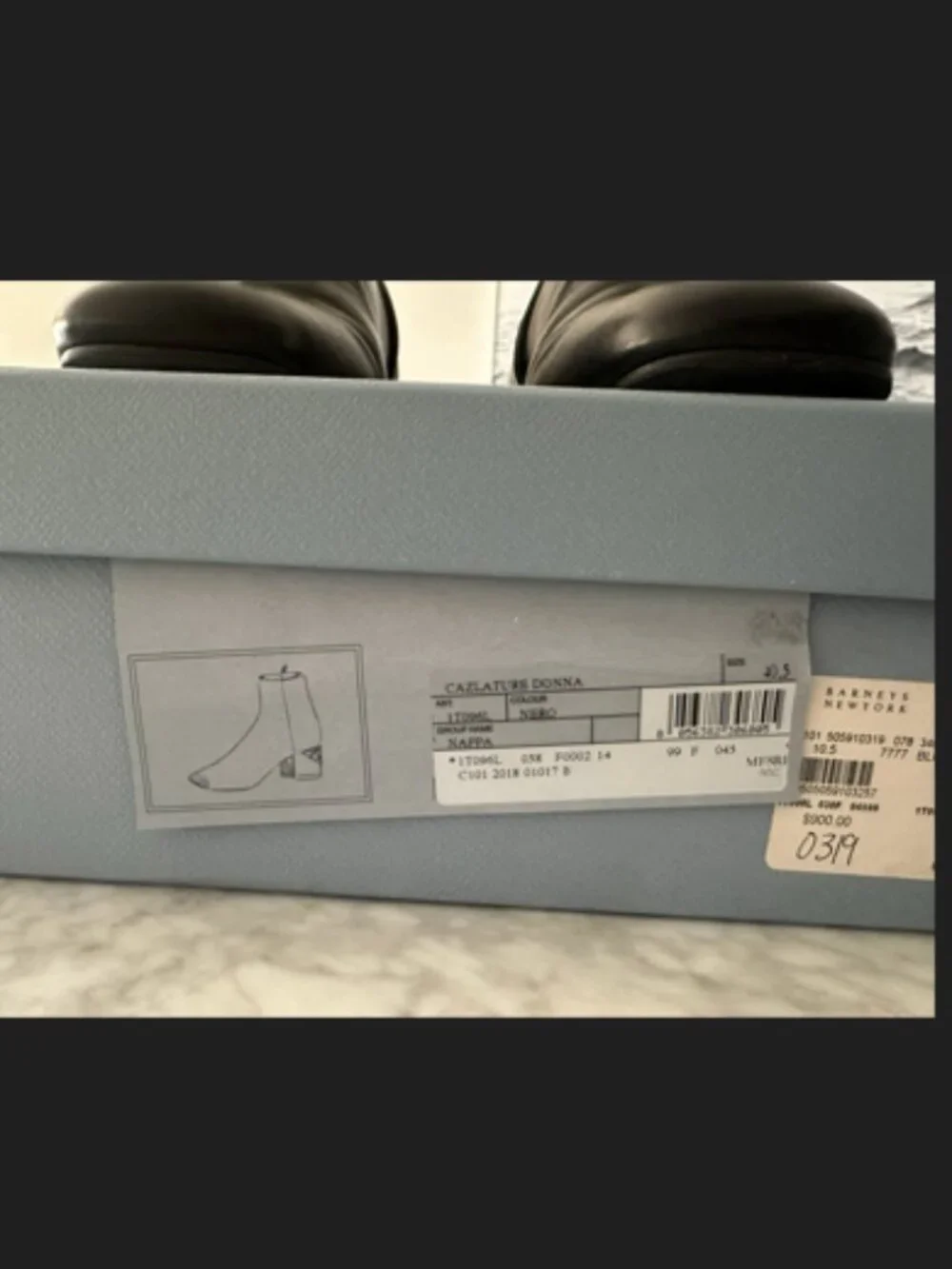 PRADA CAZLATURE DONNA BLACK LEATHER BOOTIES SZ 40.5 / 10.5 US - Picture 3 of 9